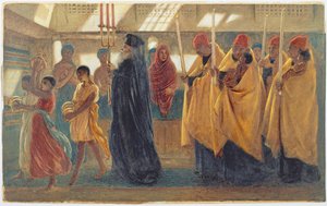 Koptský křestní průvod, 1865 (wc, kvaš a arabská guma)